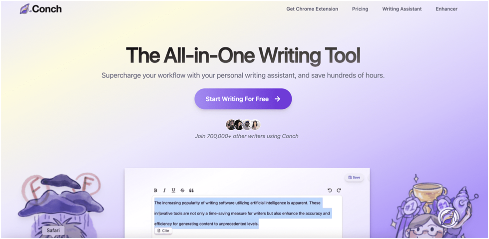 Writing for free using Conch - the best essay AI writer