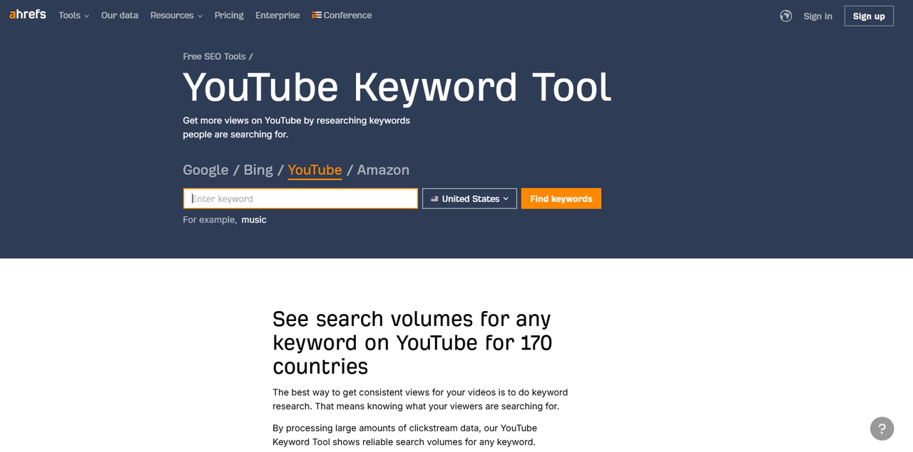 Ahref's YouTube keyword maker