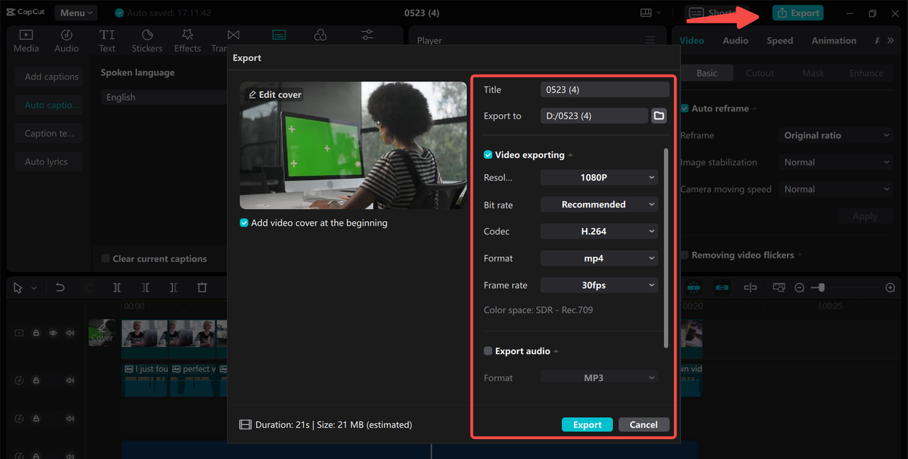  Export and share Instagram video with CapCut desktop video editor