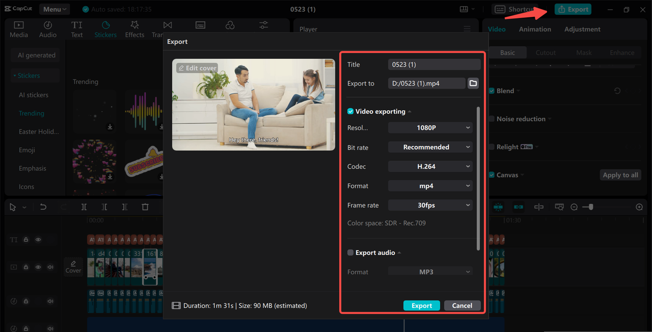 Export and share video with CapCut desktop video editor