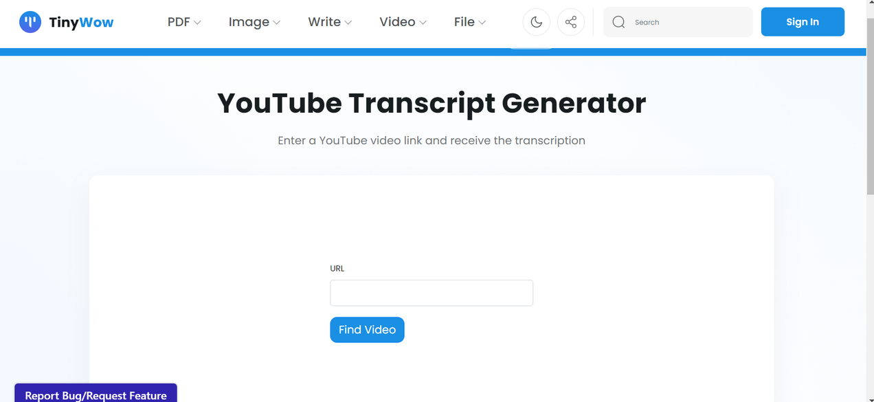 Using TinyWOW as your go-to transcript generator for youtube