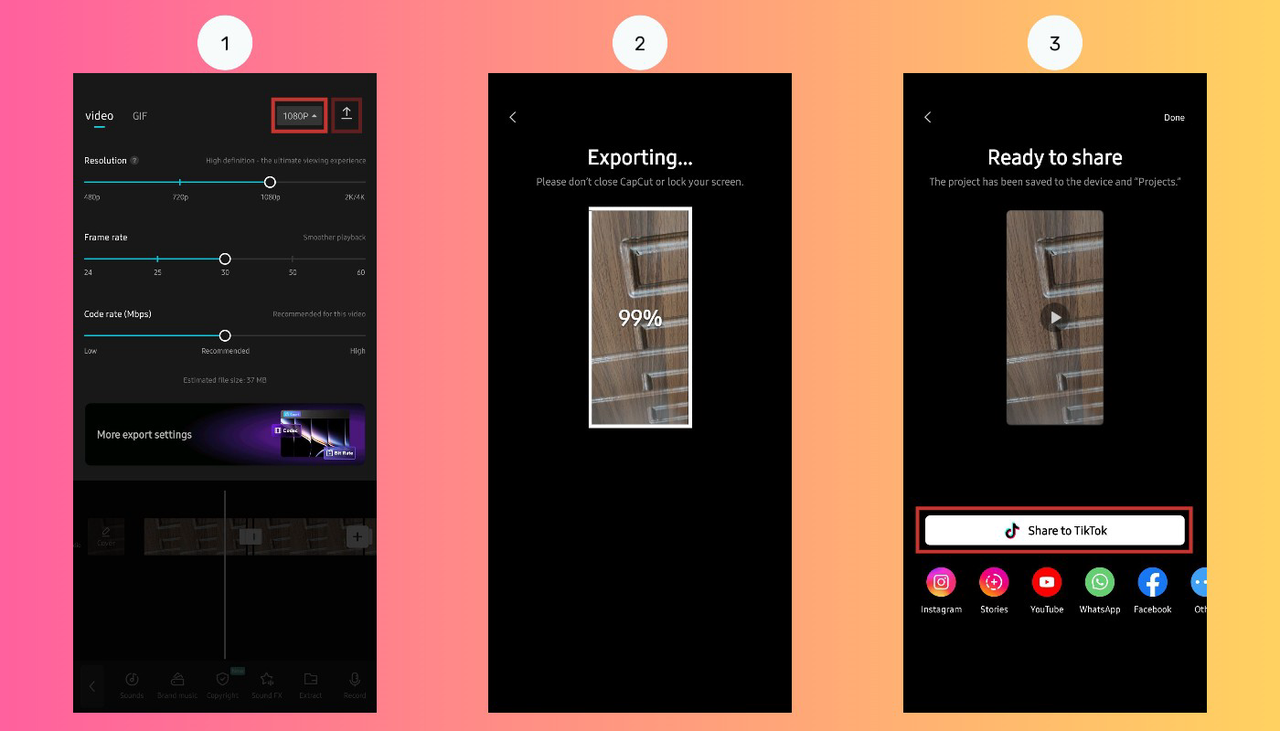 Save and export slideshow in CapCut mobile app