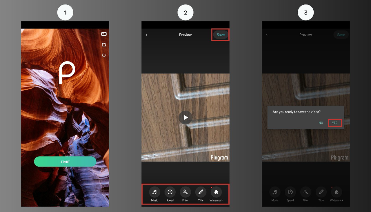 Creating slideshow and edit with Pixgram mobile app