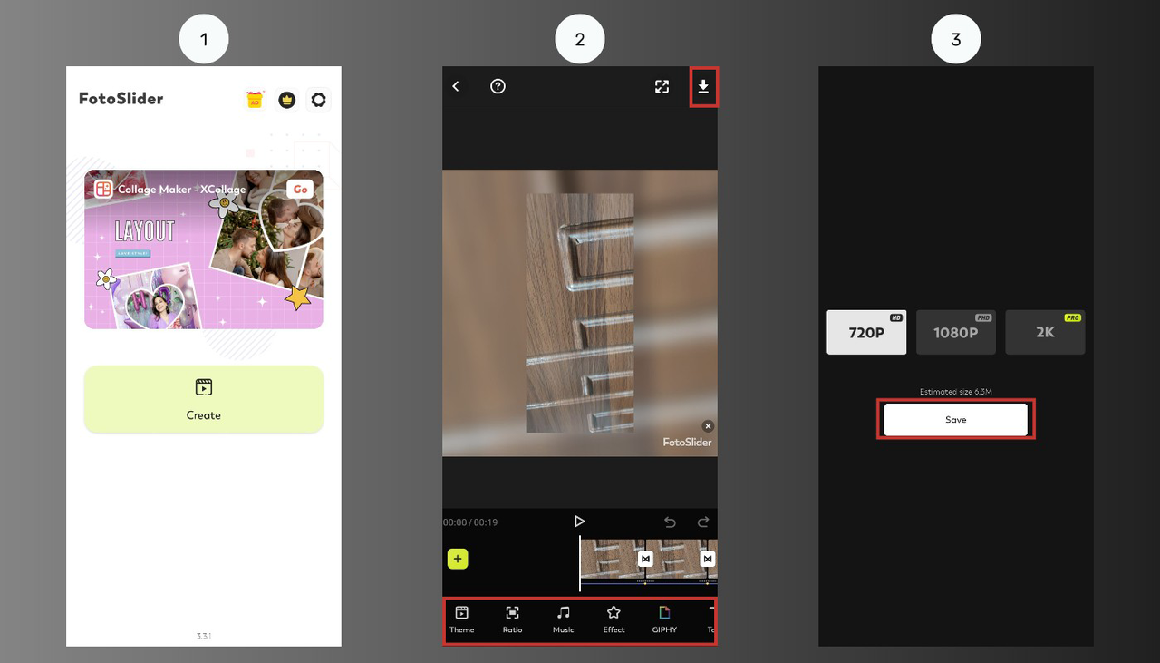 Creating slideshow with FotoSlider Slideshow Maker app