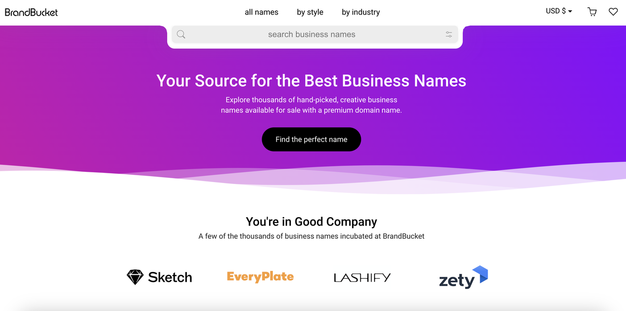 BrandBucket company name generator AI