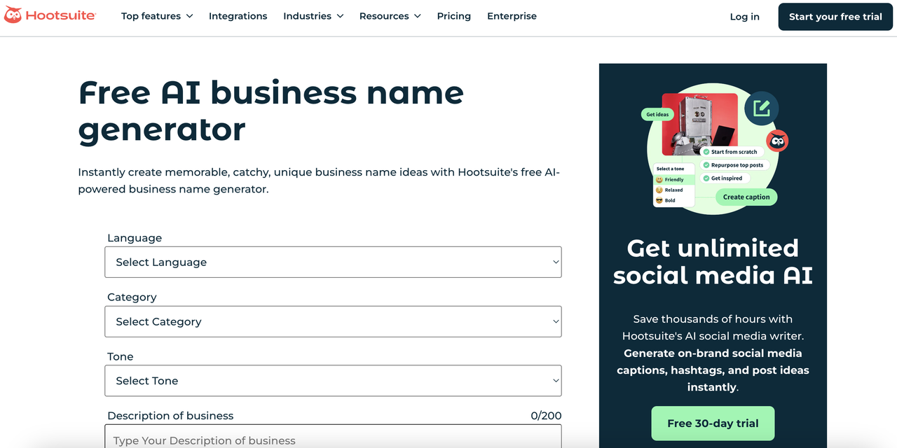 Hootsuite Business Name Generator 