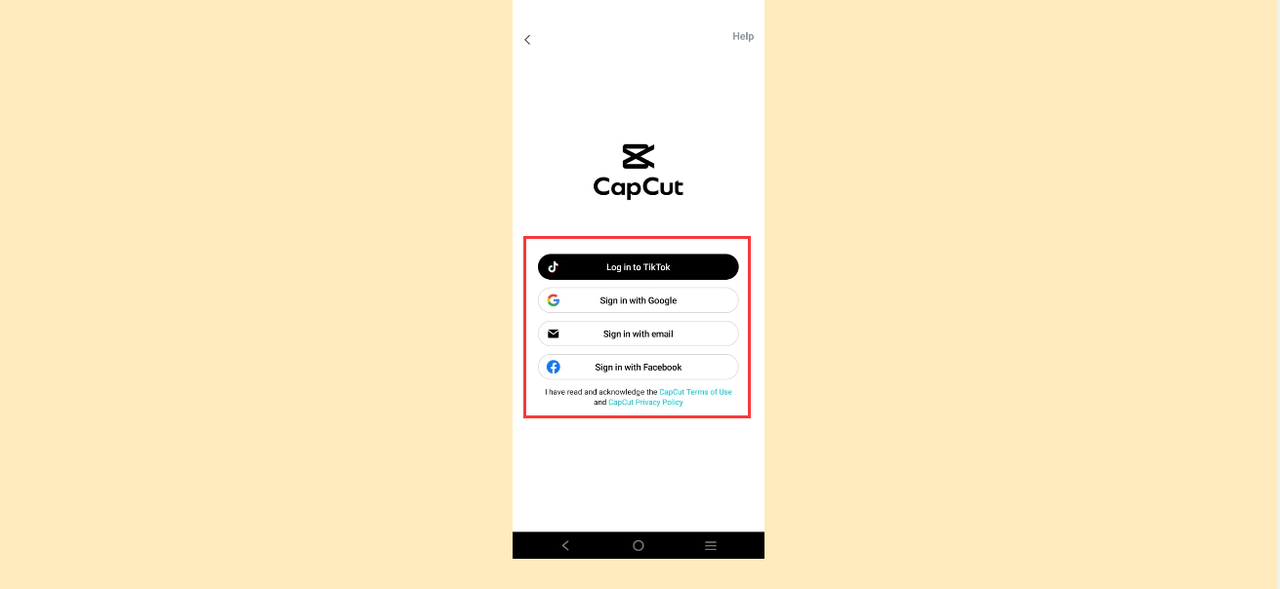 Download and sign up at CapCut