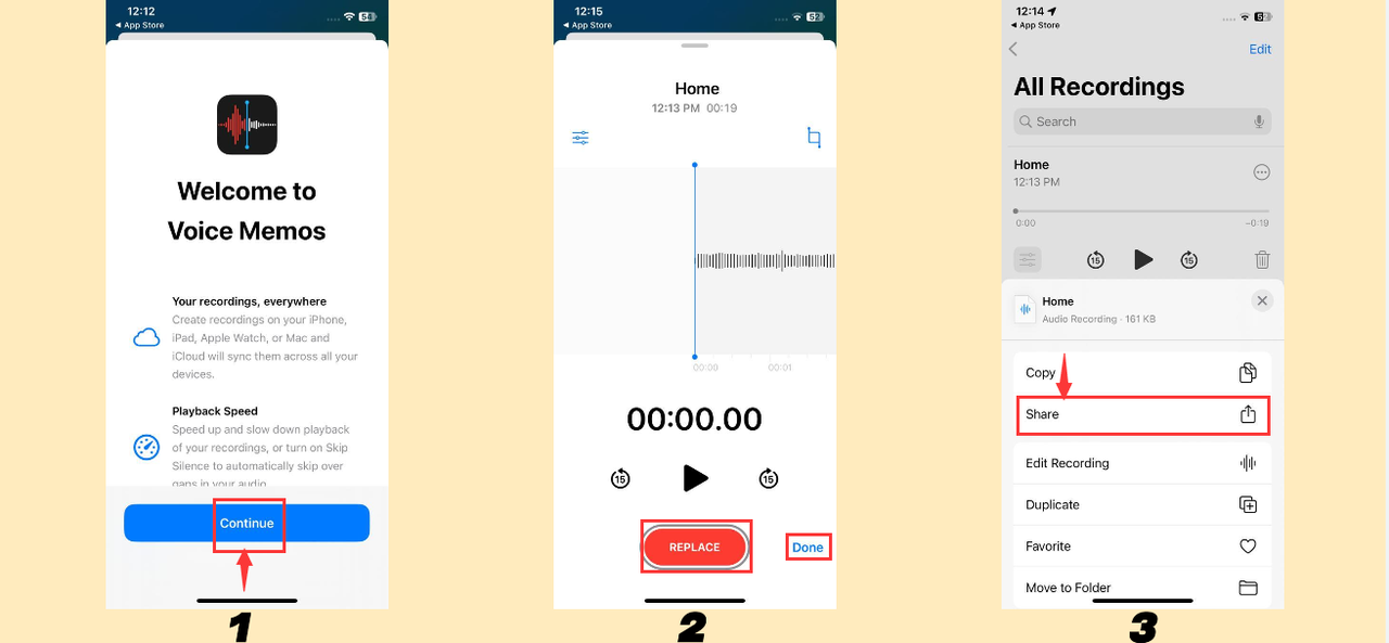 Record your voice at Voice Memos