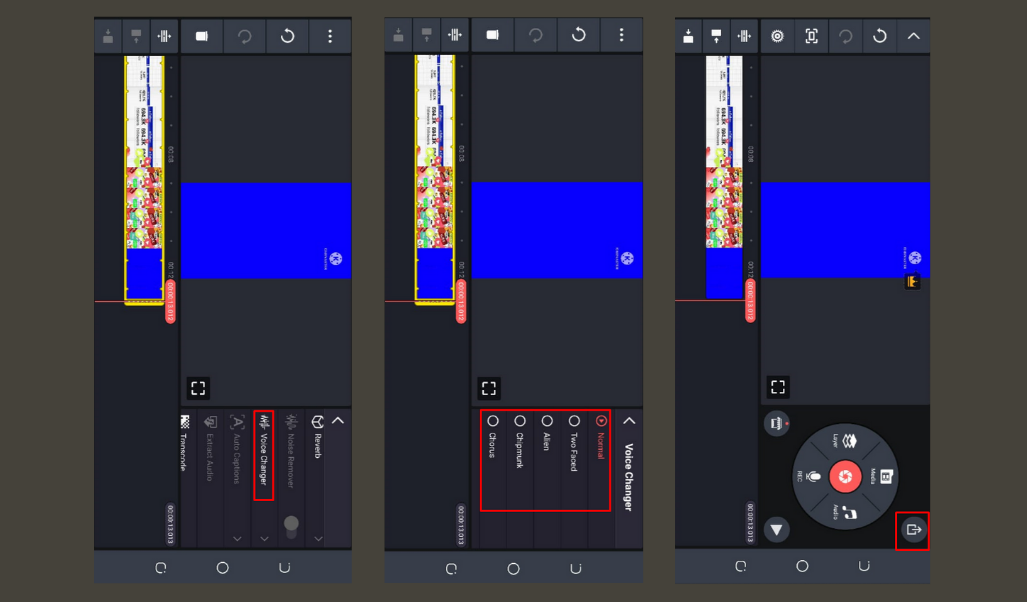 the audio editing menu