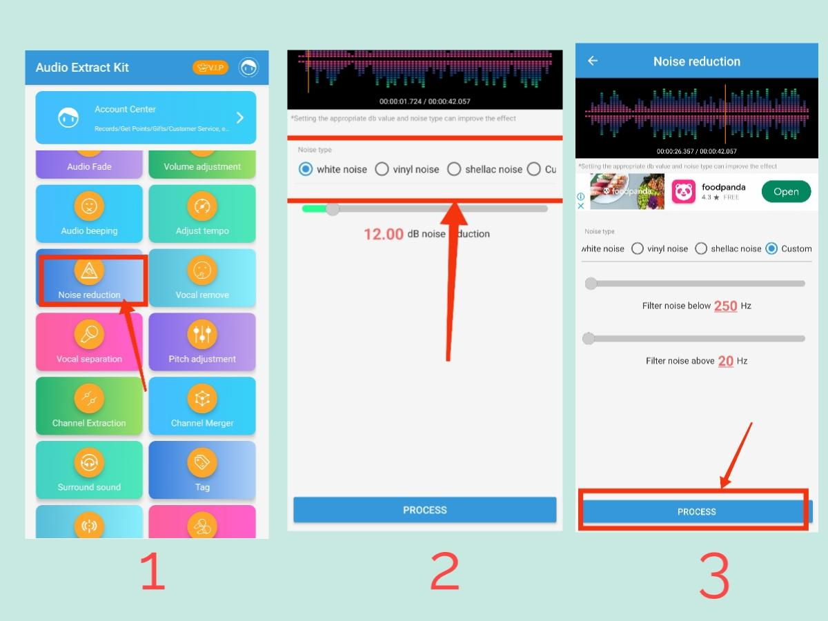 Use Audio extract kit to remove noise