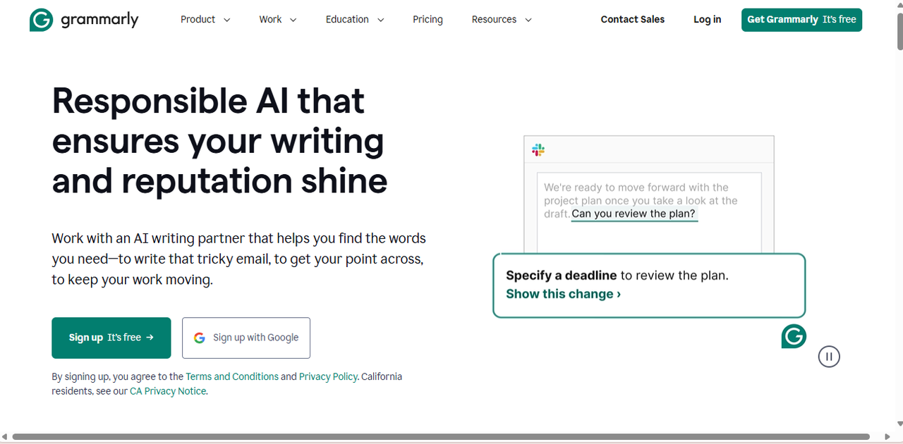 Grammarly’s interface