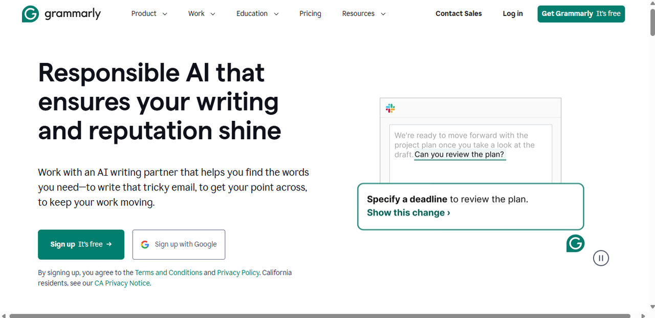 Grammarly's interface