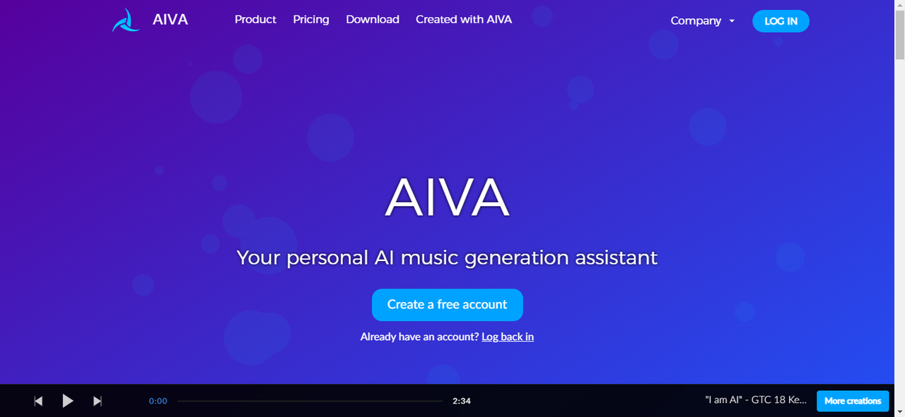 AIVA’s interface