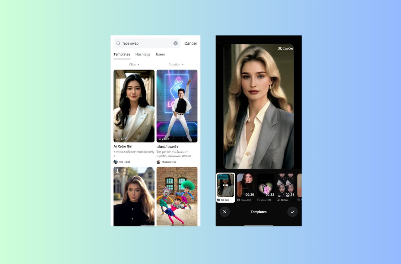 CapCut's face swap templates