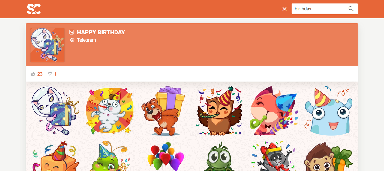 Interface of Sticker Cloud  – a popular platform to get happy birthday stickers for WhatsApp 