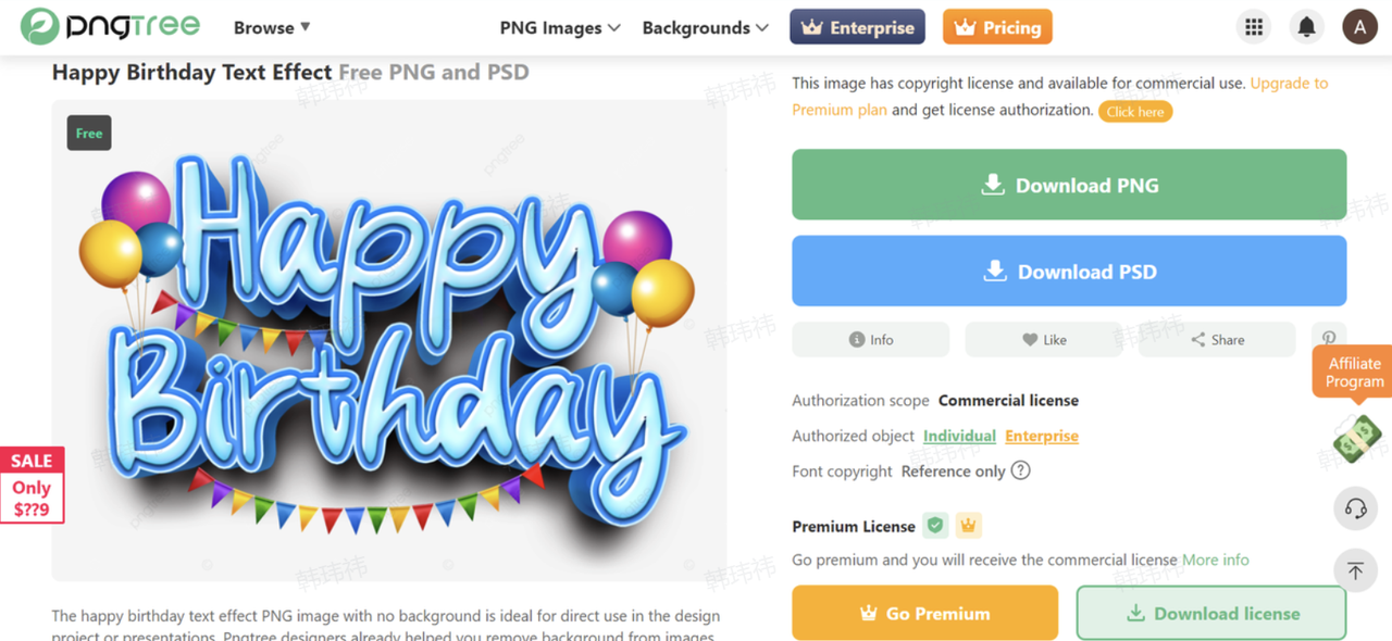 Downloading happy birthday stickers using PNGtree