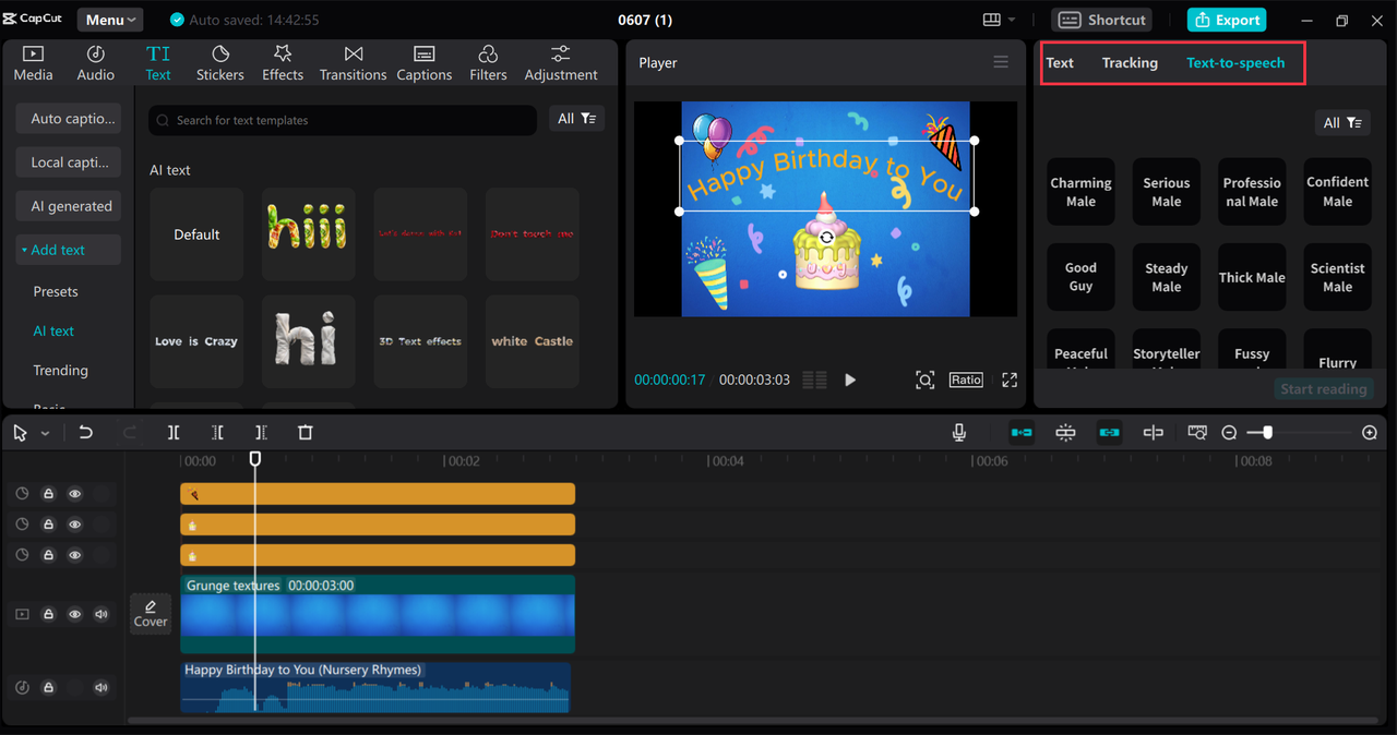 Integrating happy birthday sticker into a video using CapCut desktop video editor