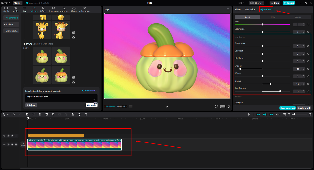 Fine-tuning the video in the CapCut desktop video editor