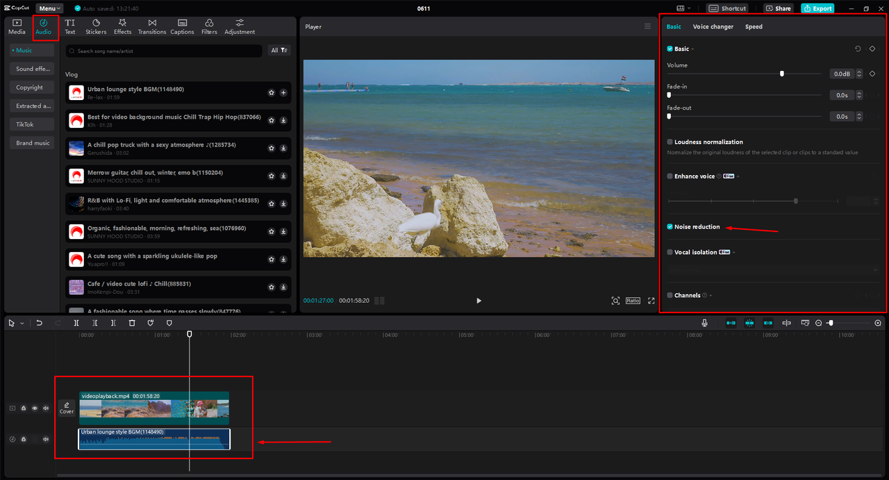 Enhancing the audio quality with advanced tools of CapCut desktop video editor