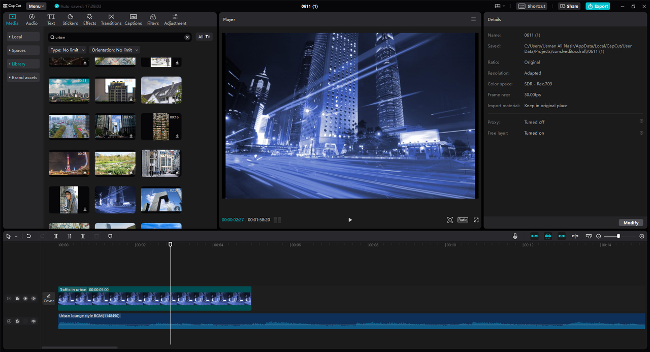 Editor interface of the CapCut desktop video editor - an ultimate MP4 to MP3 converter