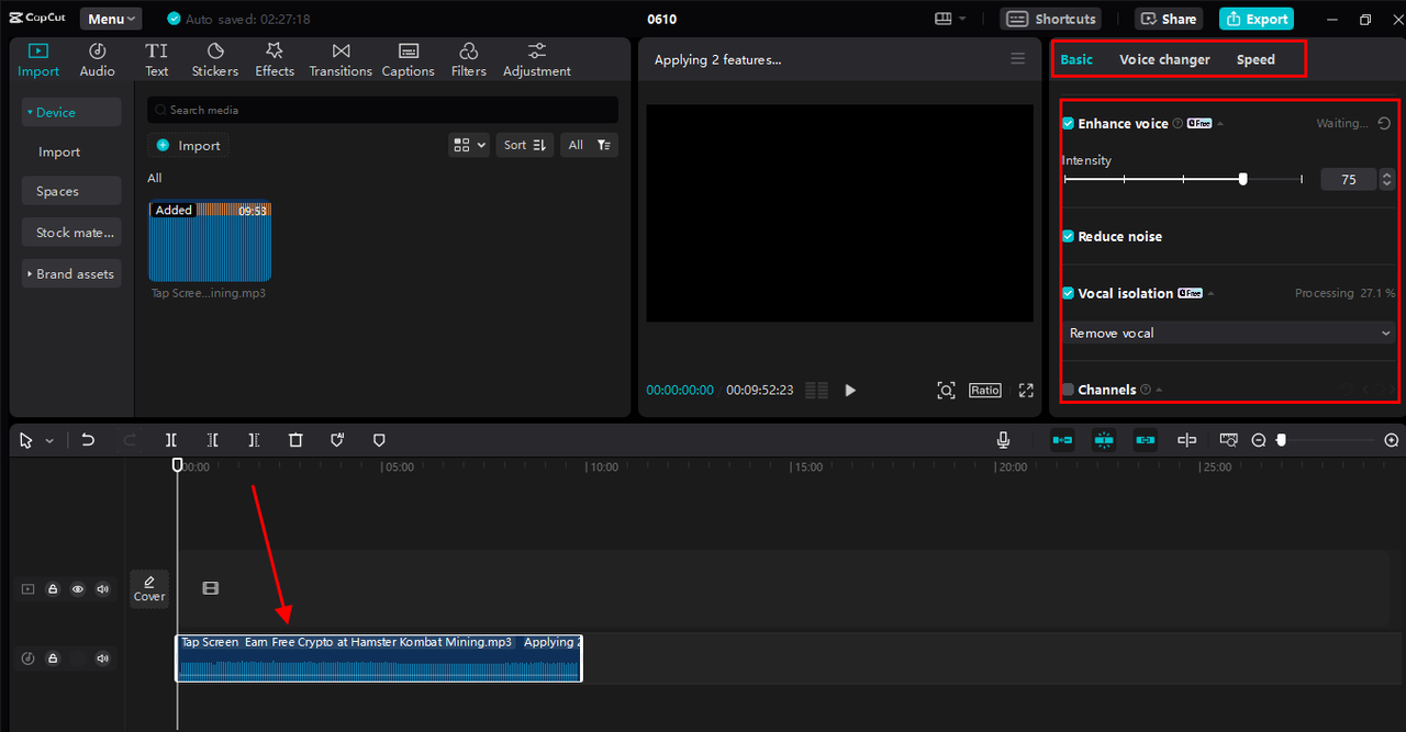 Edit the music in the CapCut desktop video editor before conversion