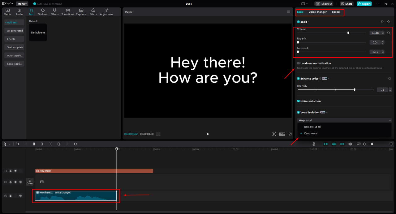 Customizing AI-generated voice with the CapCut desktop video editor's advanced tools