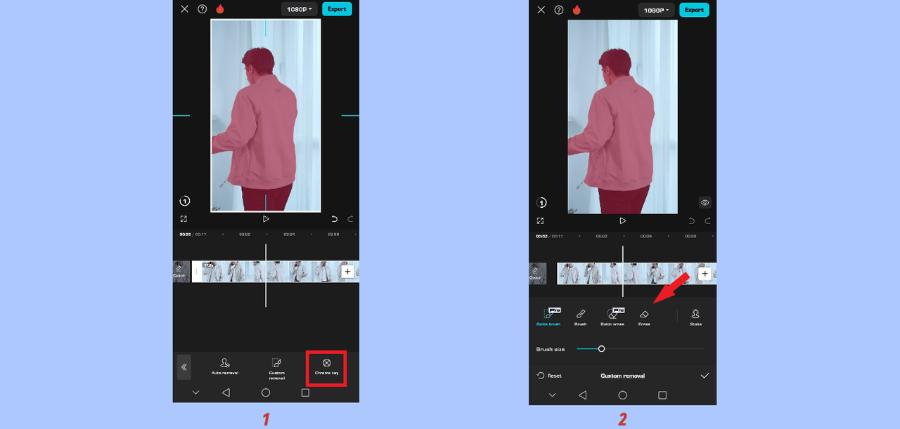 Custom backdrop removal in CapCut App