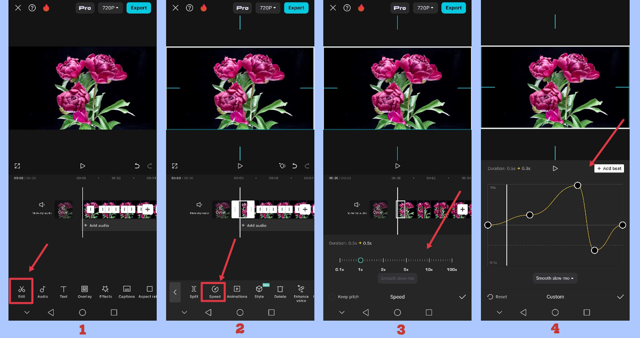 adjusting speed in CapCut App