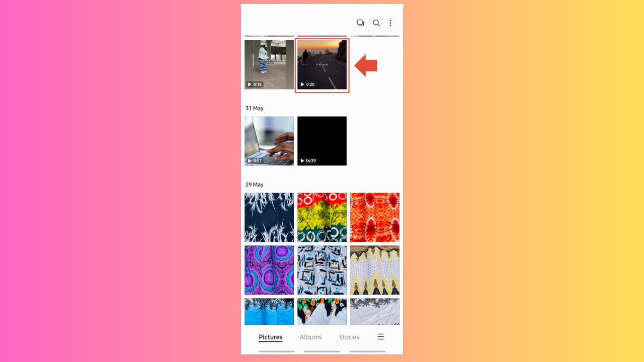 How to save an Instagram video to camera roll: Image showing saved reel in gallery
