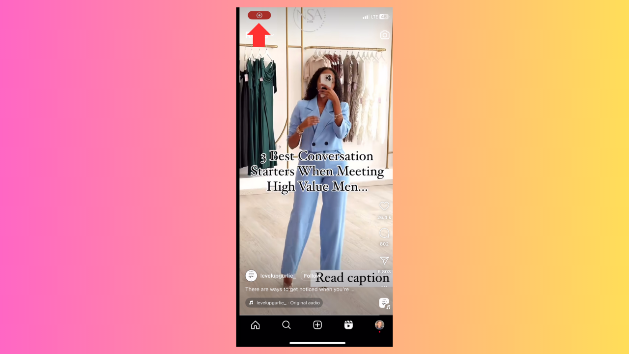 How to save an Instagram reel to camera roll: Image showing an active recording