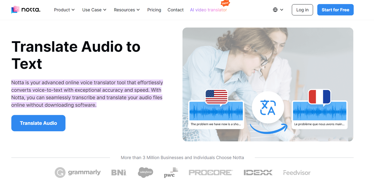 video translate online free with Notta