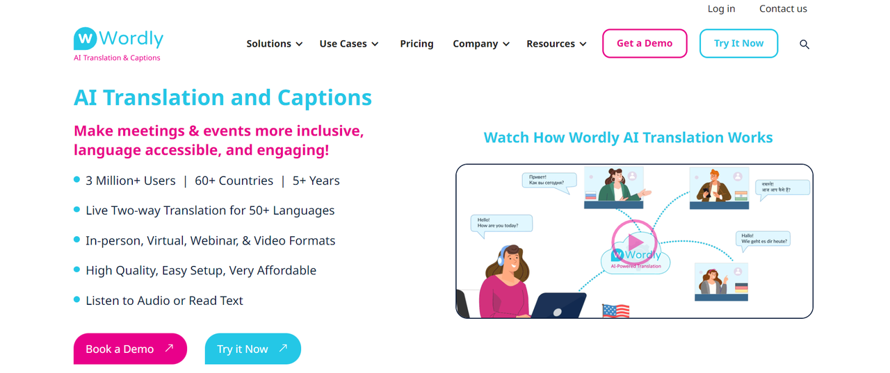 Wordly translate a video online for free