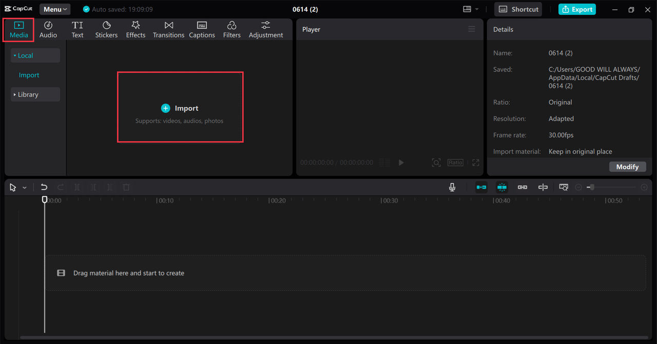 Importing video to the CapCut desktop video editor