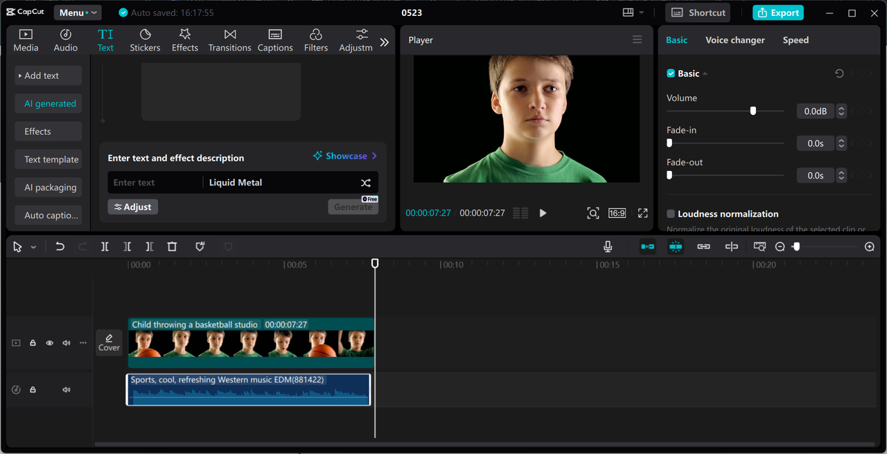 Video and audio editing interface of CapCut desktop video editor - the best Runway alternative