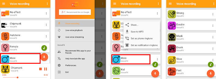 VoiceFX is a feature-rich female to male voice converter