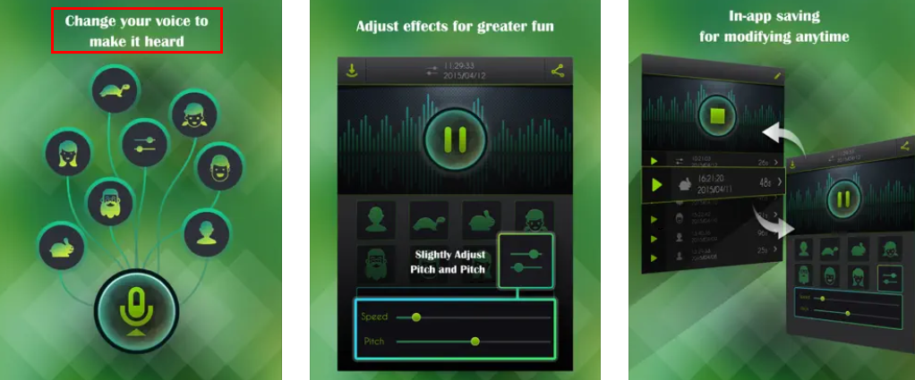 Voice Changer and Sound Recorder is the best female-to-male voice changer app