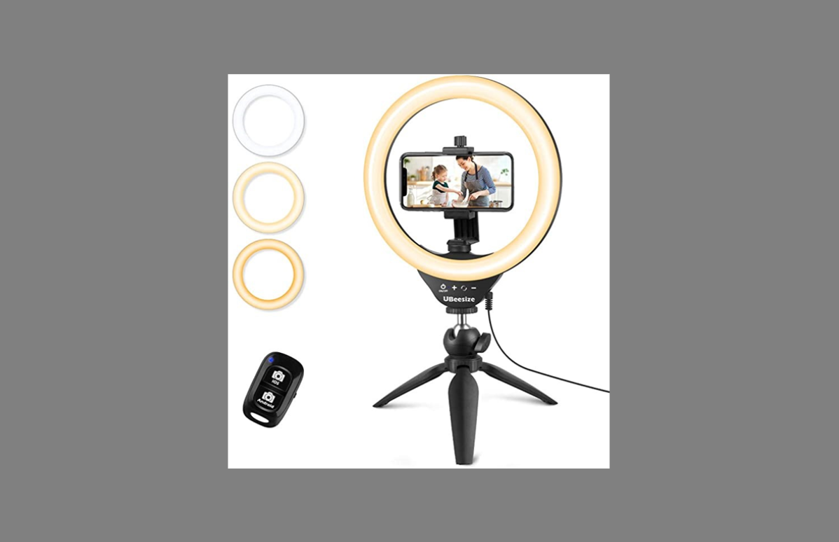 UBeesize 10″ Selfie Ring Light with Tripod Stand & Cell Phone Holder for ring light for vlogging