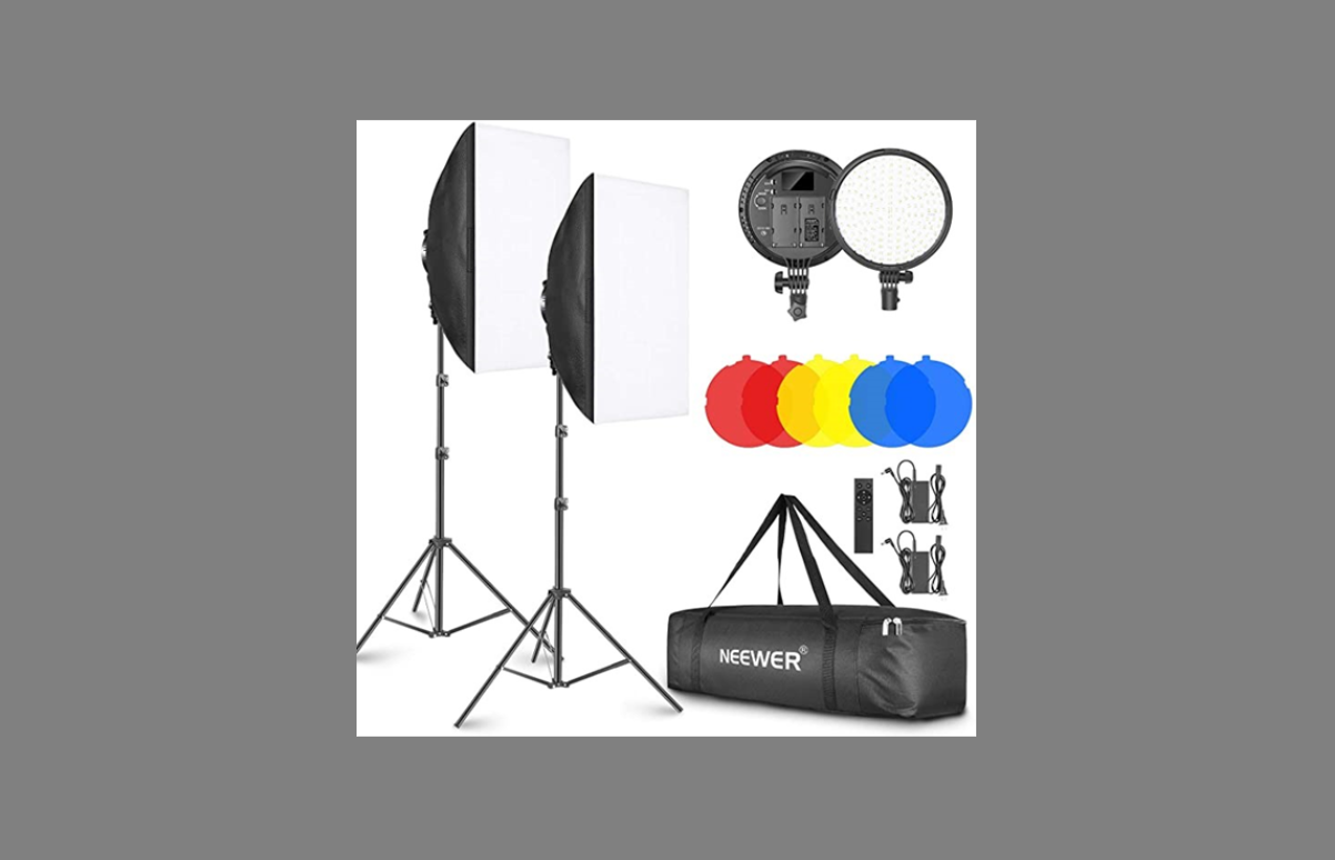 Neewer 2-Pack 2.4G LED Softbox Lighting Kit with Color Filter, one of the best lighting for vlogging
