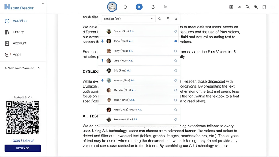 Interface of Natural Reader – A free AI voice generator download option