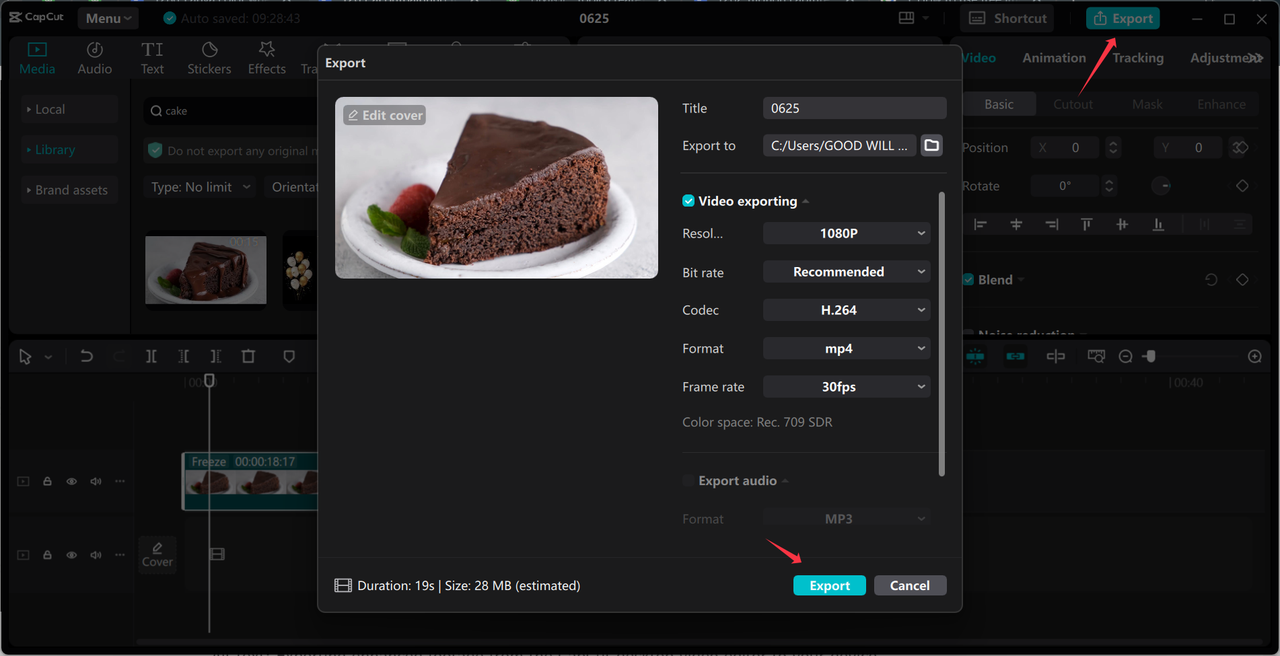 Exporting enhanced footage from the CapCut desktop video editor to your device