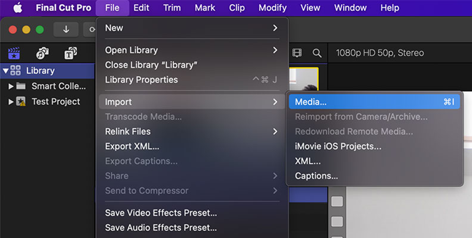 Importing media for color grading in Final Cut Pro