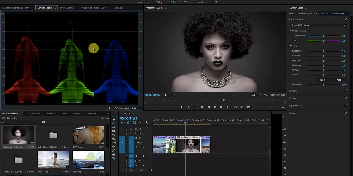 Utilizing Lumetri Color panel in Adobe Premiere Pro to achieve a cinematic look with color grading