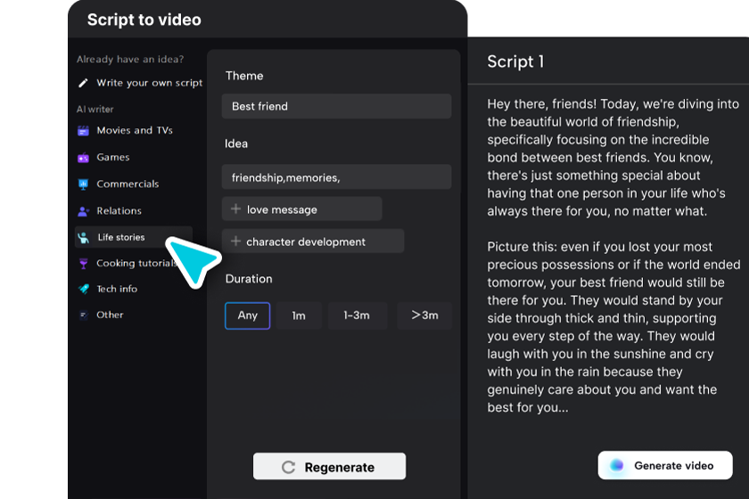 Genera uno script video di YouTube