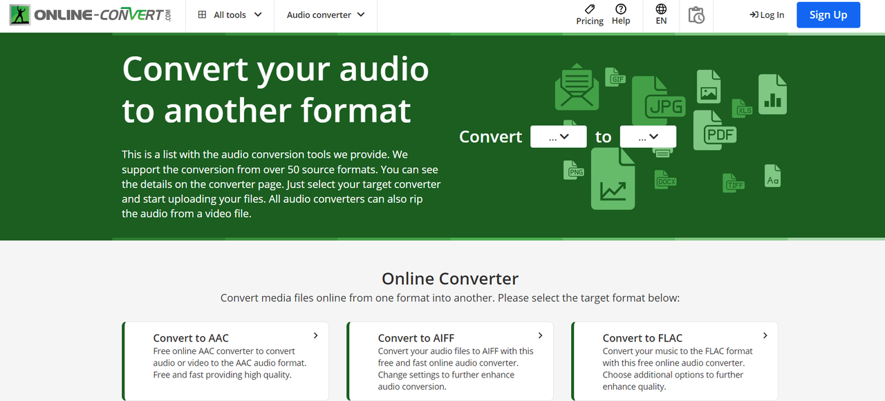 Online-Convert aac audio to mp3 converter free