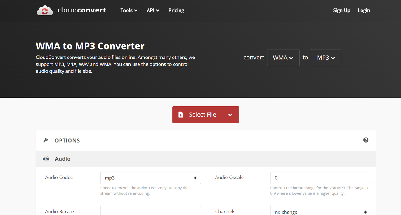 CloudConvert wma to mp3 converter for free