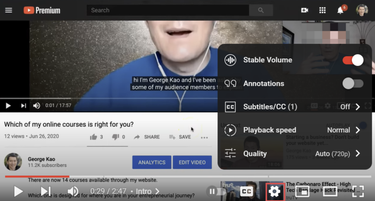 Accessing the video for which you want to download the YouTube captions