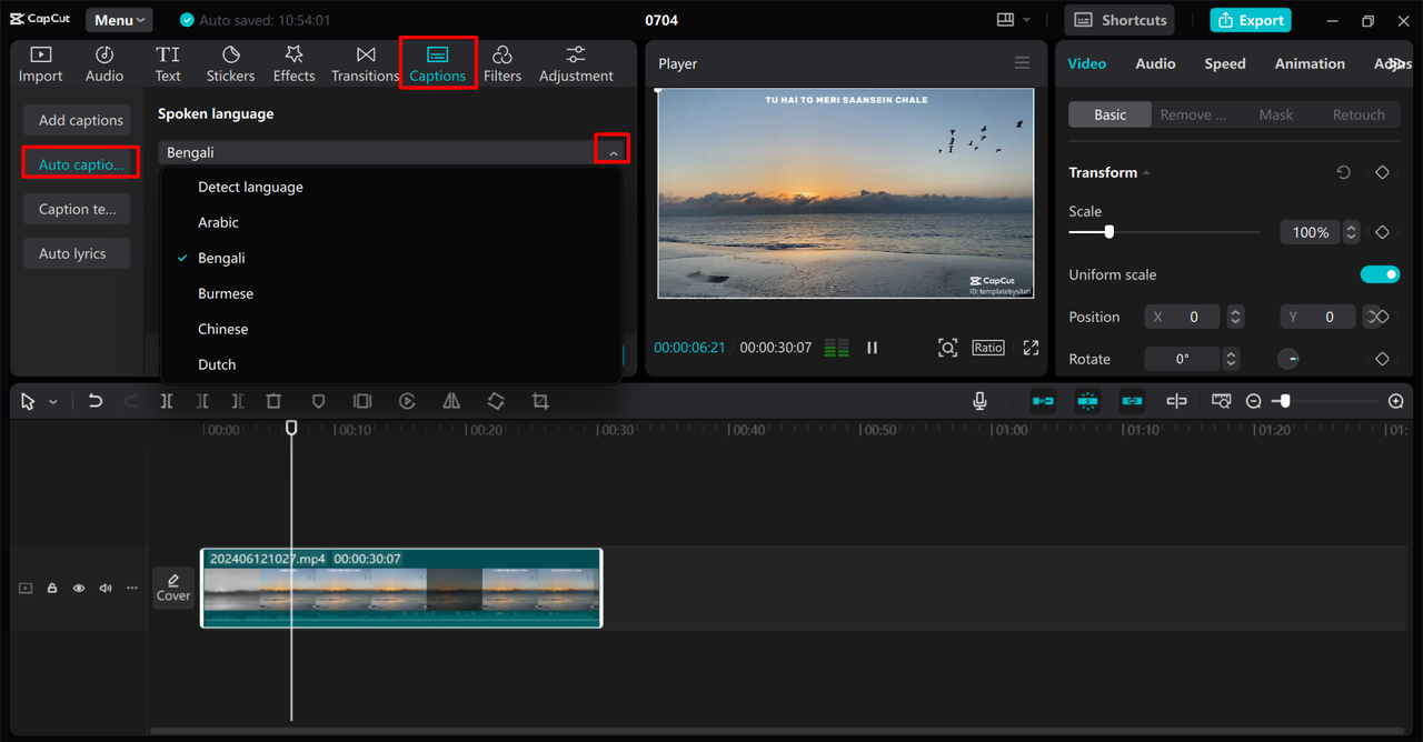 Use the Auto-caption tool to add subtitles to your YouTube videos in the CapCut desktop video editor