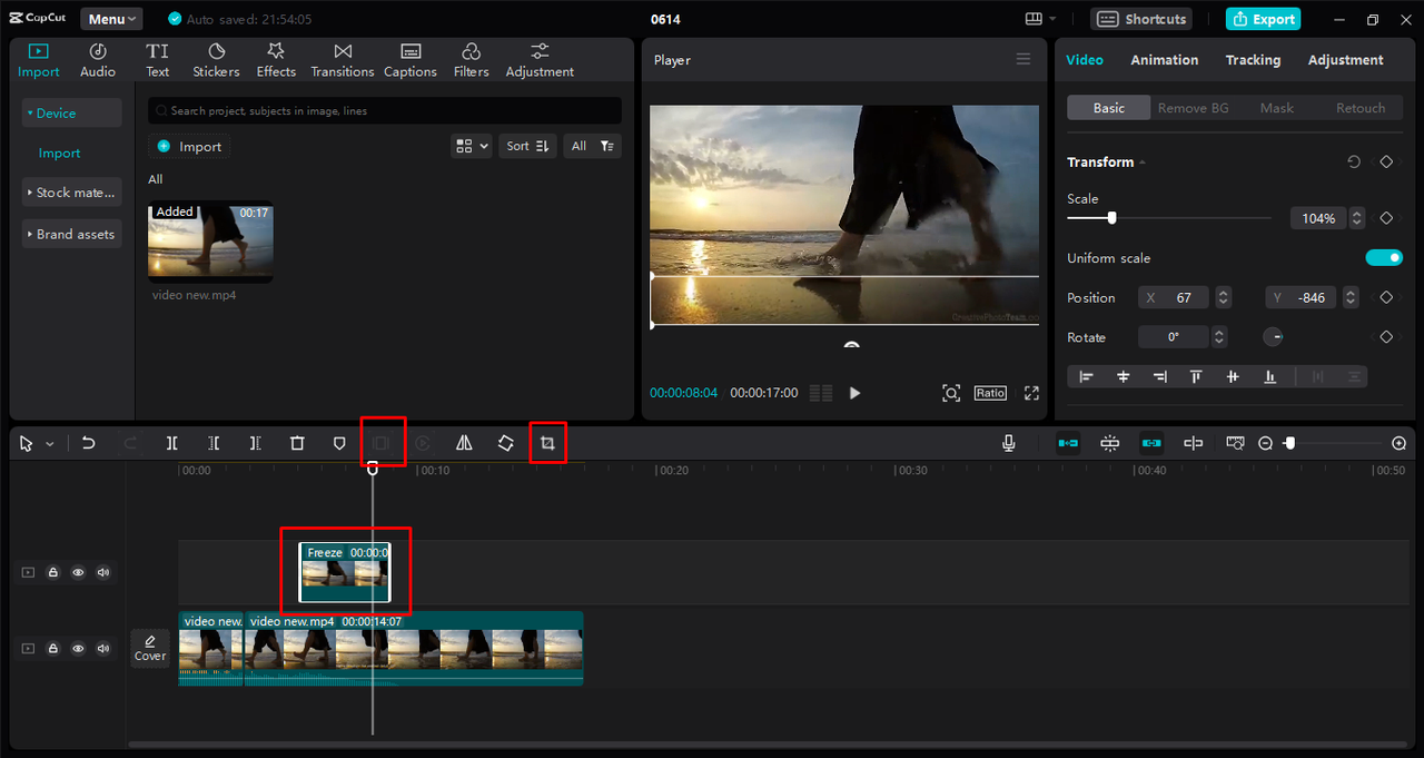 Removing subtitles from the video by overlaying the text in the CapCut desktop video editor 