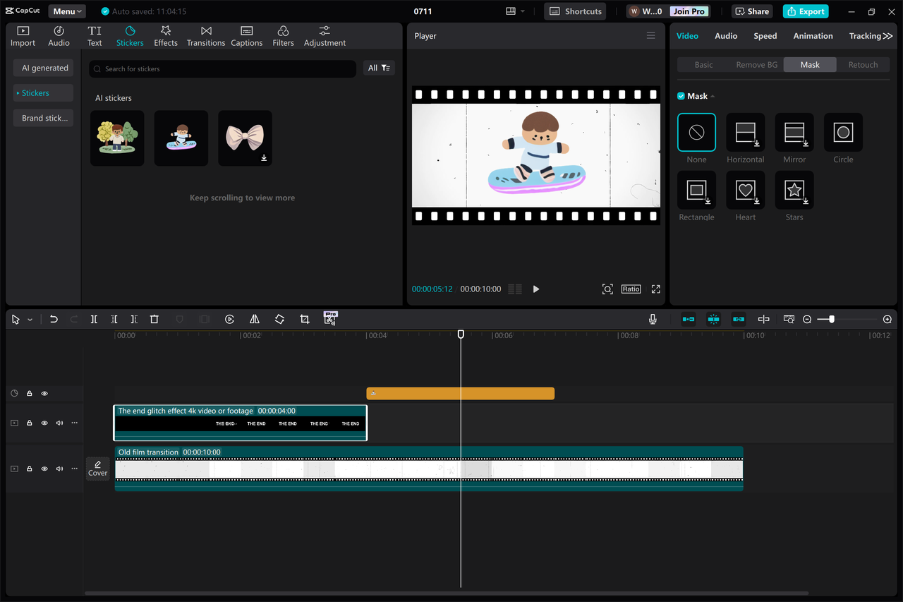 CapCut desktop video editor provides features for adding pip elements to your video