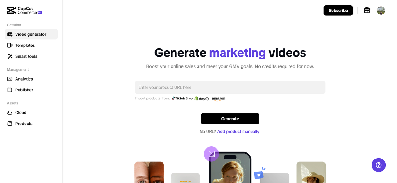 Generate commercial video